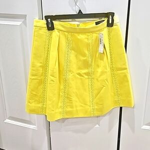 J. Crew Yellow Lace Stripe Mini A-Line Skirt